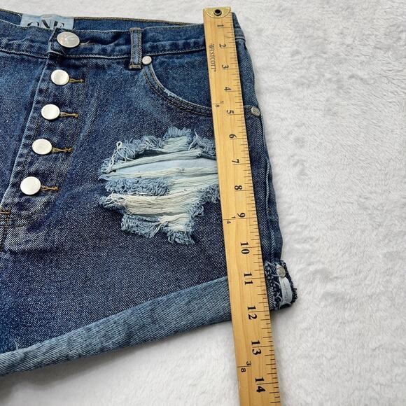 One x One Teaspoon Low Waist Bonita Raw Hem Distressed Jean Shorts Sz 28 - Picture 8 of 9